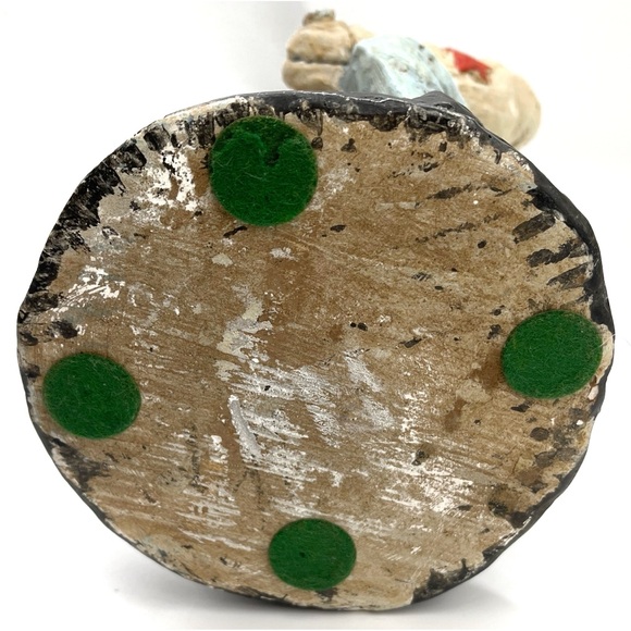 Vintage 1960's Miniature Train Conductor w/ Pipe & Timepiece Chalkware Stamped - Picture 4 of 6